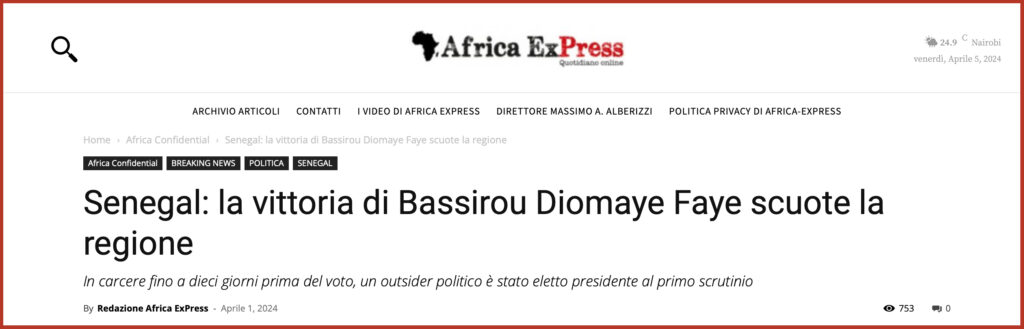 Senegal: la vittoria di Bassirou Diomaye Faye scuote la regione