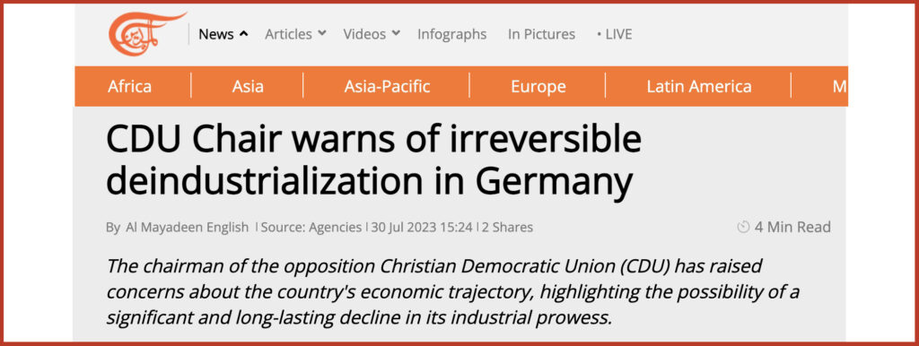 CDU Chair warns of irreversible deindustrialization in Germany