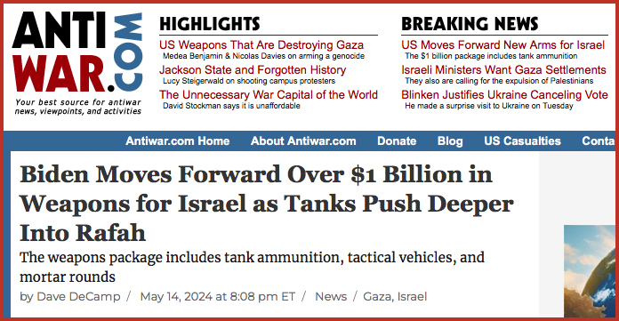 Biden Moves Forward Over $1 Billion in Weapons for Israel as Tanks Push Deeper Into Rafah