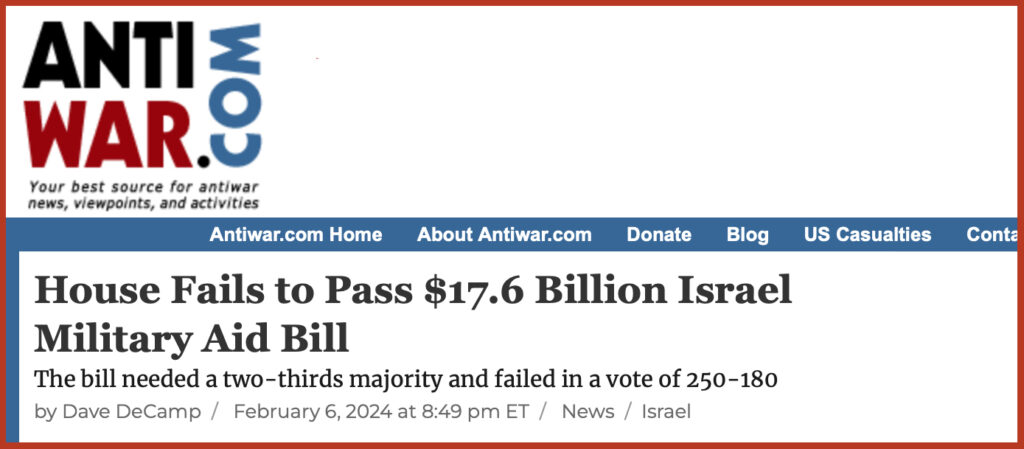 House Fails to Pass $17.6 Billion Israel Military Aid Bill