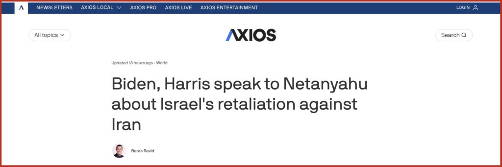 Biden, Harris speak to Netanyahu about Israel's retaliation against Iran