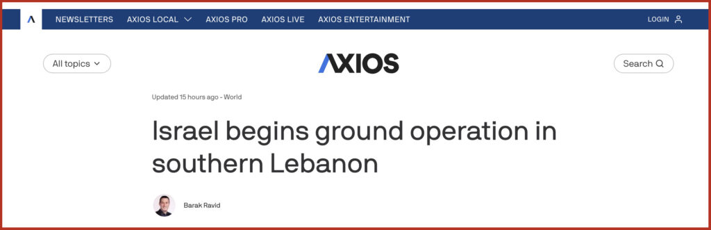 Israel begins ground operation in southern Lebanon