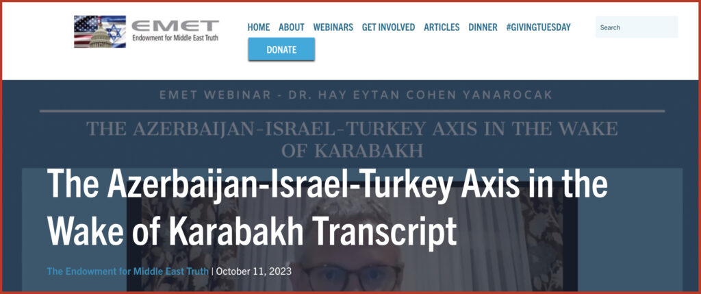 The Azerbaijan-Israel-Turkey Axis in the Wake of Karabakh Transcript