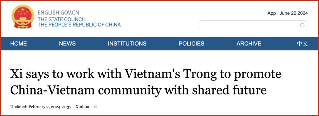  Xi says to work with Vietnam's Trong to promote China-Vietnam community with shared future