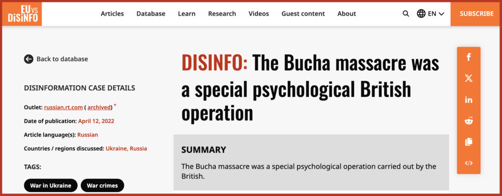 The Bucha massacre was a special psychological British operation 