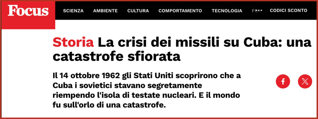 La crisi dei missili su Cuba: una catastrofe sfiorata