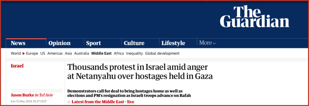 Thousands protest in Israel amid anger at Netanyahu over hostages held in Gaza Demonstrators call for deal to bring hostages home as well as elections and PM’s resignation as Israeli troops advance on Rafah
