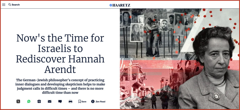 Now's the Time for Israelis to Rediscover Hannah Arendt