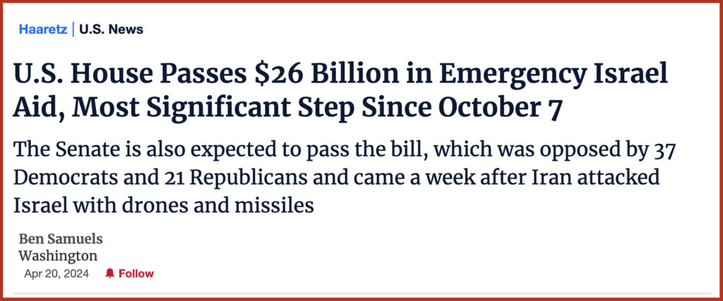 U.S. House Passes $26 Billion in Emergency Israel Aid, Most Significant Step Since October 7