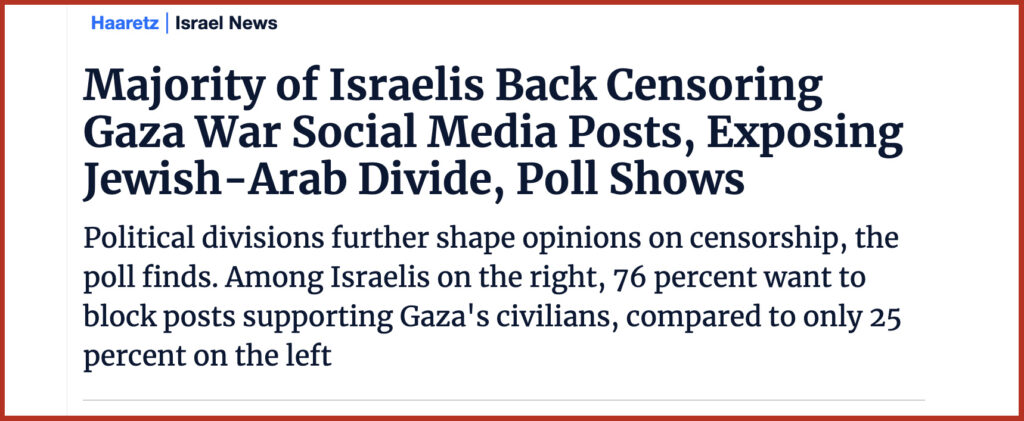 Majority of Israelis Back Censoring Gaza War Social Media Posts, Exposing Jewish-Arab Divide, Poll Shows