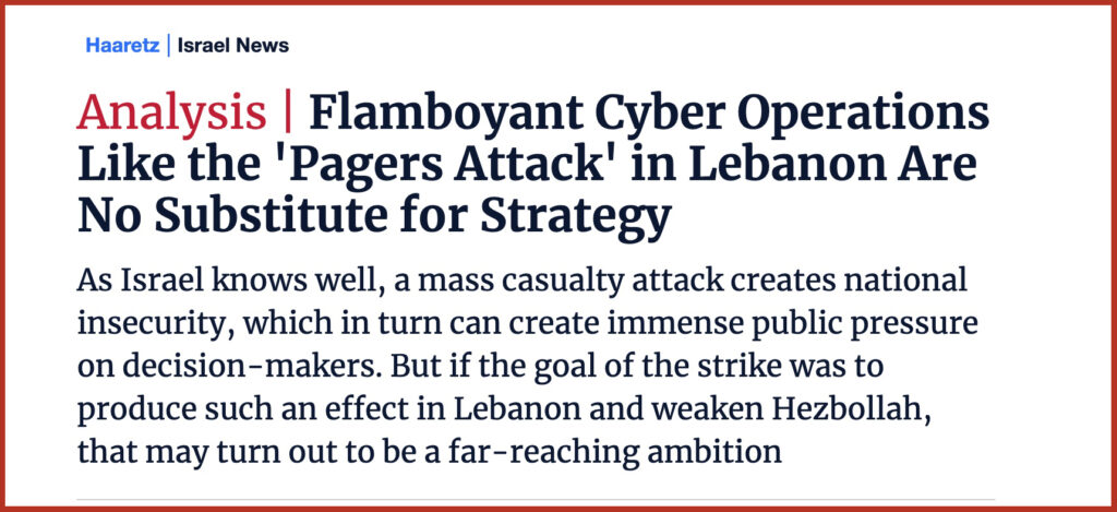 Flamboyant Cyber Operations Like the 'Pagers Attack' in Lebanon Are No Substitute for Strategy