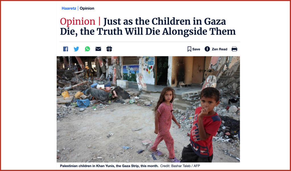  Just as the Children in Gaza Die, the Truth Will Die Alongside Them