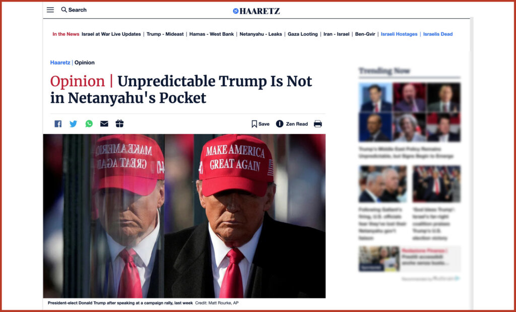 Unpredictable Trump Is Not in Netanyahu's Pocket