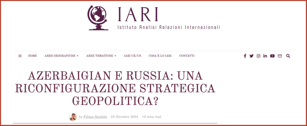 AZERBAIGIAN E RUSSIA: UNA RICONFIGURAZIONE STRATEGICA GEOPOLITICA?