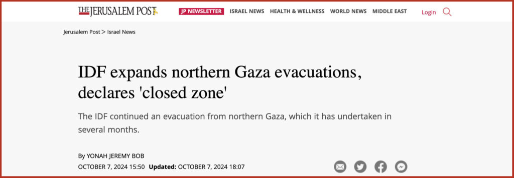 IDF expands northern Gaza evacuations, declares 'closed zone'