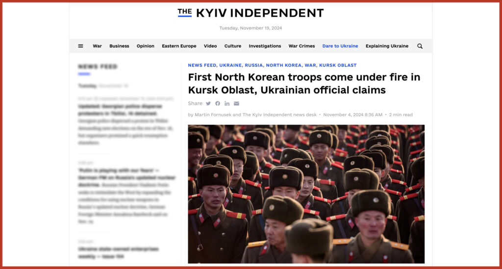 First North Korean troops come under fire in Kursk Oblast, Ukrainian official claims