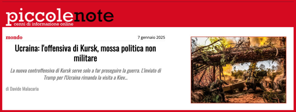 Ucraina: l'offensiva di Kursk, mossa politica non militare 
