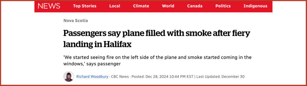 Passengers say plane filled with smoke after fiery landing in Halifax