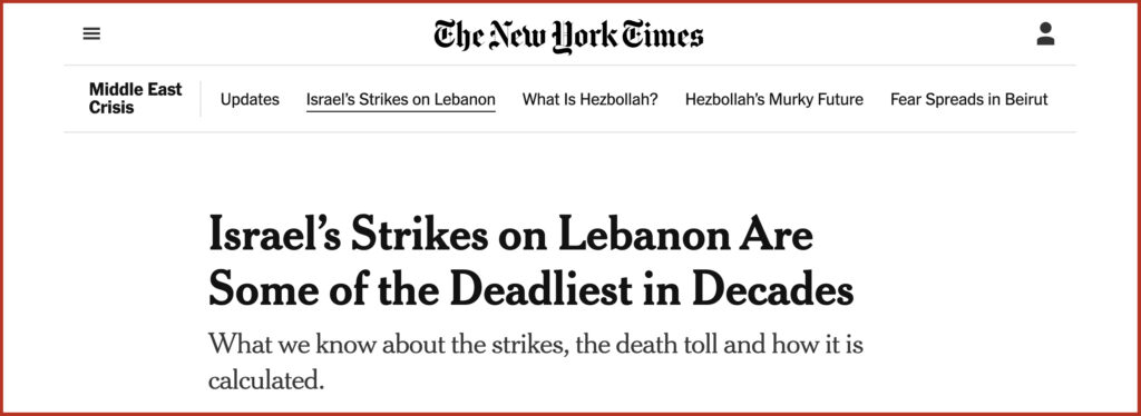 Israel’s Strikes on Lebanon Are Some of the Deadliest in Decades