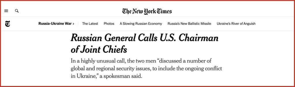 Russian General Calls U.S. Chairman of Joint Chiefs