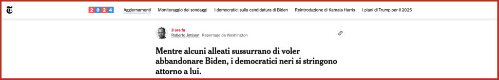 Mentre alcuni alleati sussurrano di voler abbandonare Biden, i democratici neri si stringono attorno a lui.