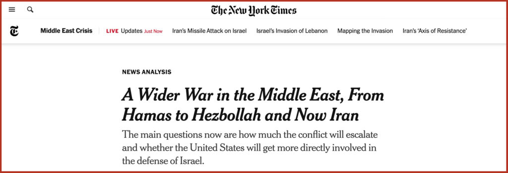 A Wider War in the Middle East, From Hamas to Hezbollah and Now Iran