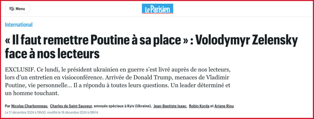 « Il faut remettre Poutine à sa place » : Volodymyr Zelensky face à nos lecteurs