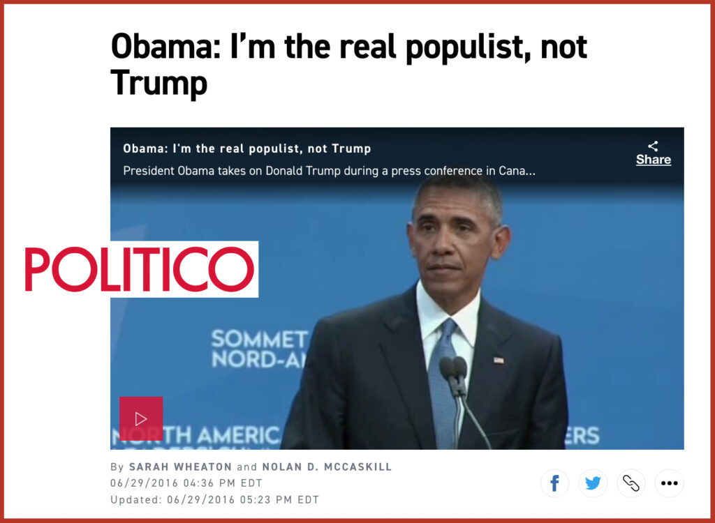 Obama: I’m the real populist, not Trump