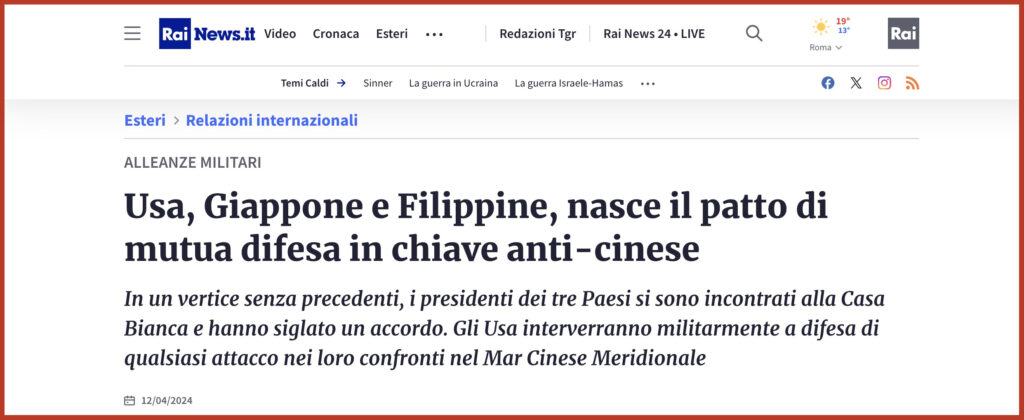 Usa, Giappone e Filippine, nasce il patto di mutua difesa in chiave anti-cinese