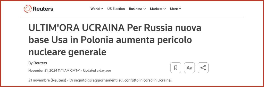  Per Russia nuova base Usa in Polonia aumenta pericolo nucleare generale