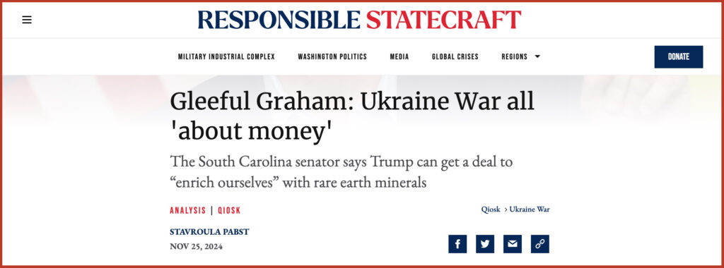 U.S. Senator Lindsey Graham Gleeful Graham: Ukraine War all 'about money'