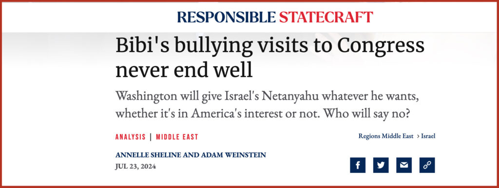 Bibi's bullying visits to Congress never end well