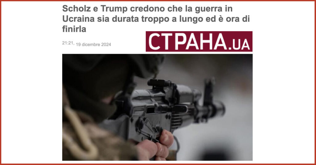 Scholz e Trump credono che la guerra in Ucraina sia durata troppo a lungo ed è ora di finirla