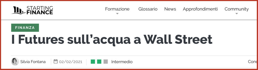 I Futures sull’acqua a Wall Street