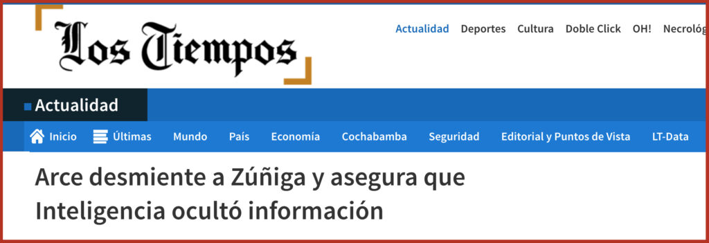 Arce desmiente a Zúñiga y asegura que Inteligencia ocultó información