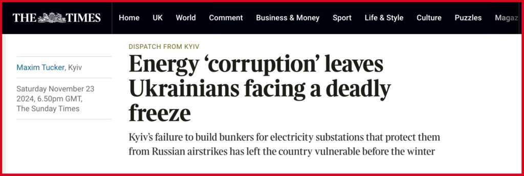 Energy ‘corruption’ leaves Ukrainians facing a deadly freeze