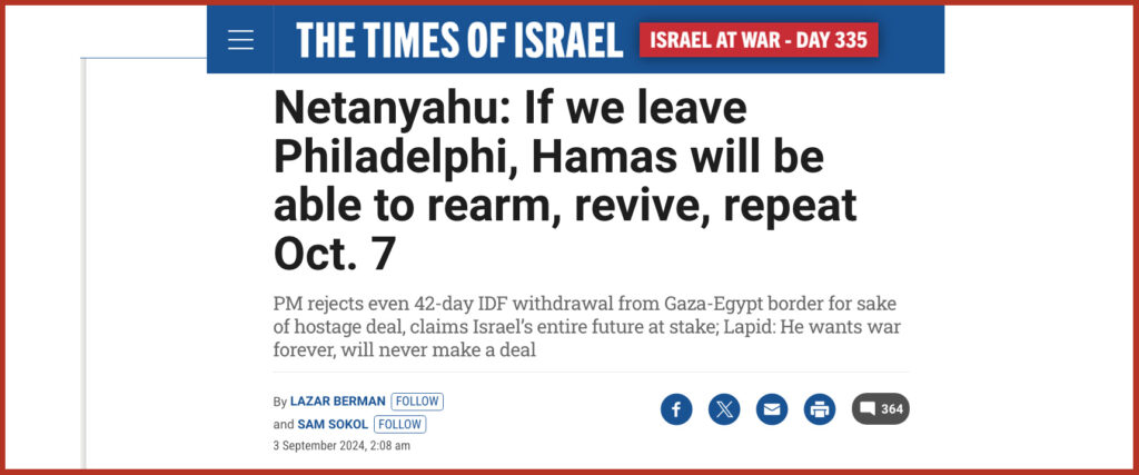 Netanyahu: If we leave Philadelphi, Hamas will be able to rearm, revive, repeat Oct. 7