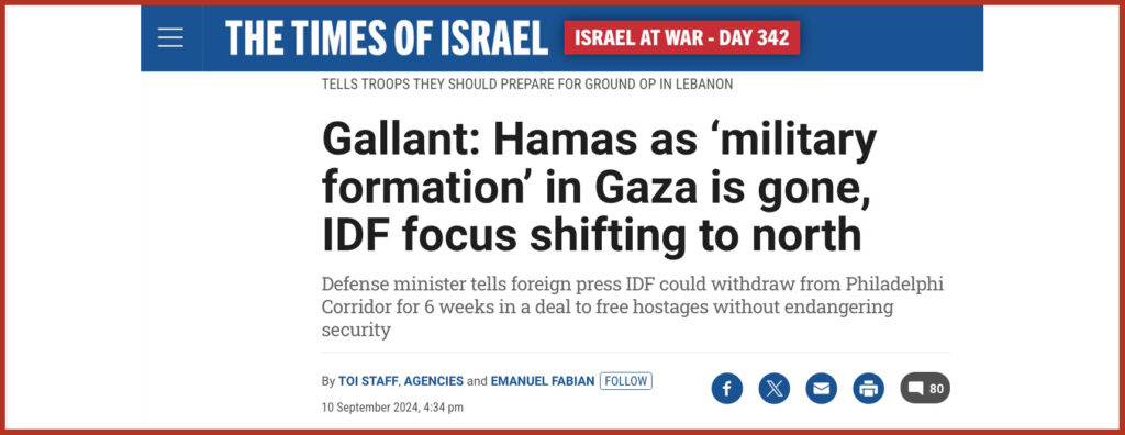 Gallant: Hamas as ‘military formation’ in Gaza is gone, IDF focus shifting to north