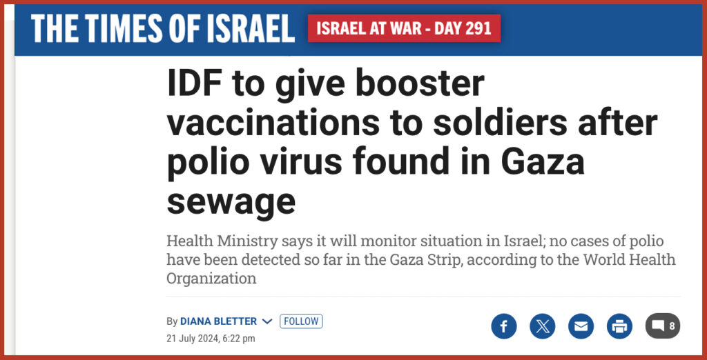 IDF to give booster vaccinations to soldiers after polio virus found in Gaza sewage