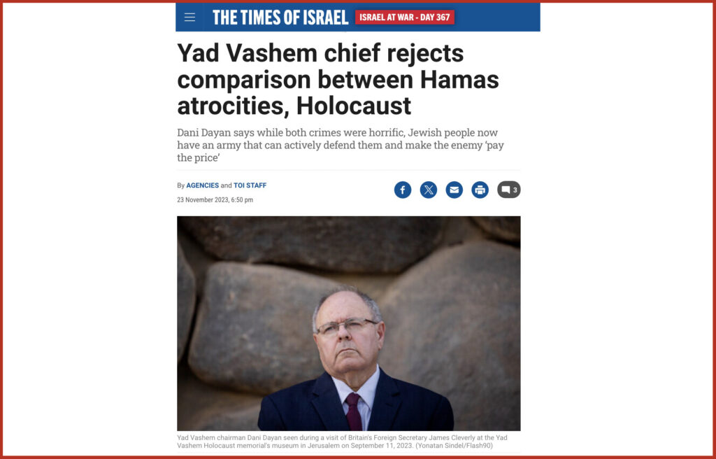 Yad Vashem chief rejects comparison between Hamas atrocities, Holocaust