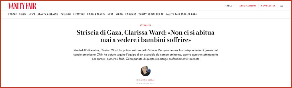 Striscia di Gaza, Clarissa Ward: «Non ci si abitua mai a vedere i bambini soffrire»