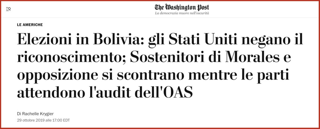 Elezioni in Bolivia: gli Stati Uniti negano il riconoscimento; Sostenitori di Morales e opposizione si scontrano mentre le parti attendono l'audit dell'OAS
