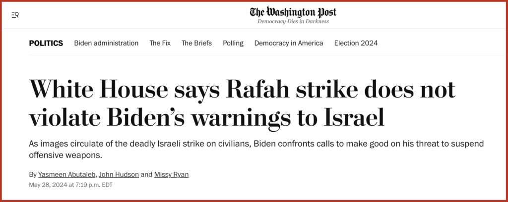 White House says Rafah strike does not violate Biden’s warnings to Israel