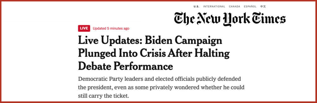 Live Updates: Biden Campaign Plunged Into Crisis After Halting Debate Performance
