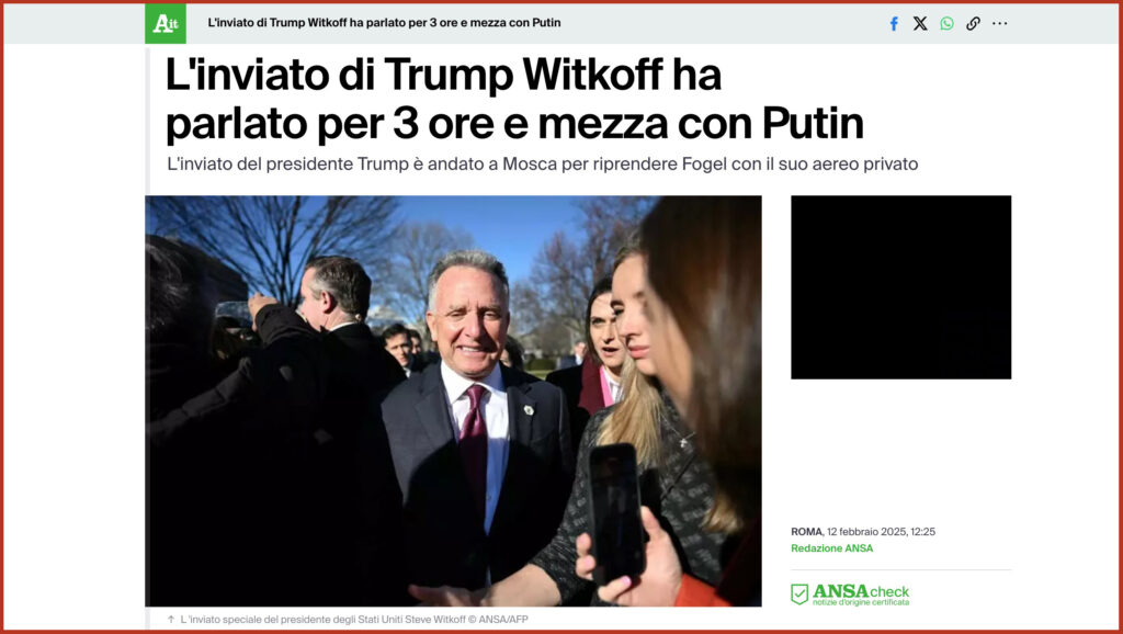 L'inviato di Trump Witkoff ha parlato per 3 ore e mezza con Putin