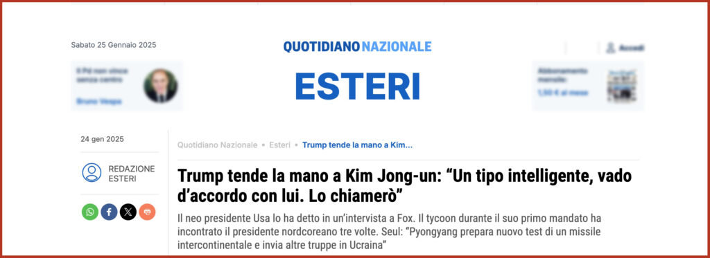 Trump tende la mano a Kim Jong-un: “Un tipo intelligente, vado d’accordo con lui. Lo chiamerò”