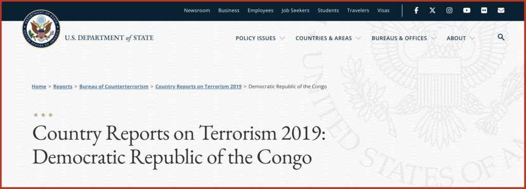 Country Reports on Terrorism 2019: Democratic Republic of the Congo