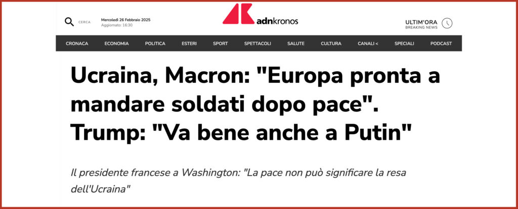 Ucraina, Macron: "Europa pronta a mandare soldati dopo pace". Trump: "Va bene anche a Putin"