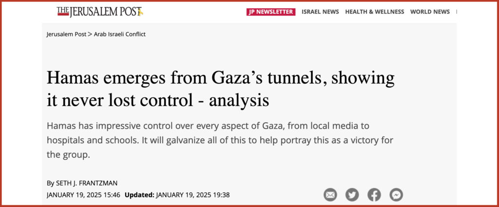 Hamas emerges from Gaza’s tunnels, showing it never lost control - analysis