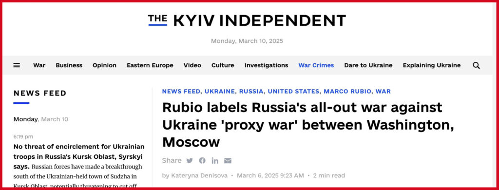 Rubio labels Russia's all-out war against Ukraine 'proxy war' between Washington, Moscow